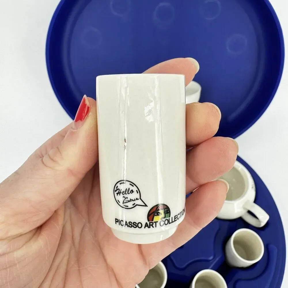 Picasso Art Collection Tea Set in Carry Case 14 Pieces Tea Pot Cups Creamer